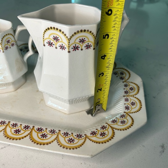 Independence Ironstone Server Plate w/2  sized Creamers Castle Ton, Japan - Picture 6 of 10